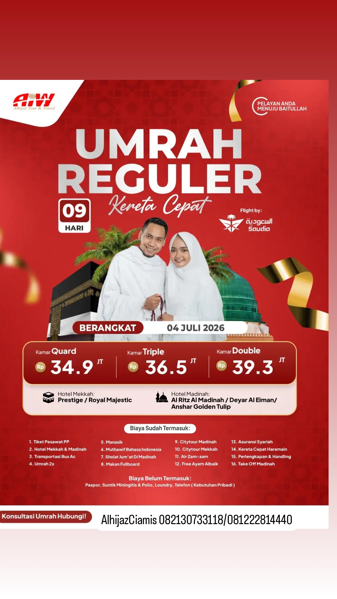 umroh reguler kereta cepat 9 hari